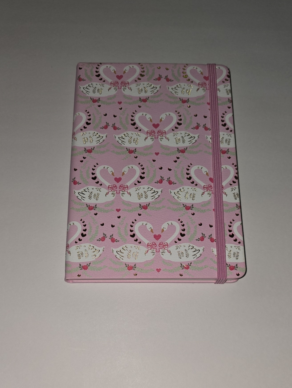 Pink Swan Pattern Hardcover Notebook